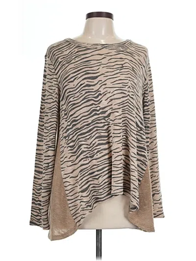 Pre-owned Assorted Brands Long Sleeve Top Tan Boatneck Tops