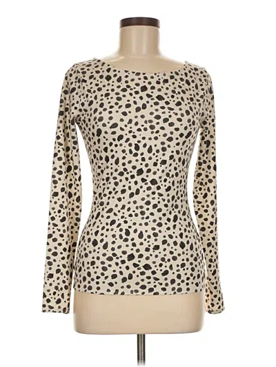 Pre-owned Assorted Brands Long Sleeve Top Tan Boatneck Tops In Brown