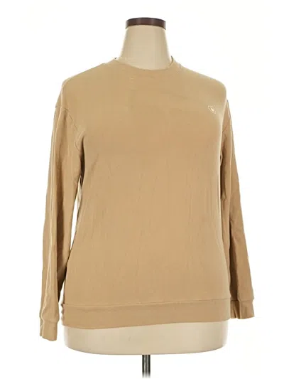 Pre-owned Assorted Brands Long Sleeve Top Tan Crew Neck Tops In Brown