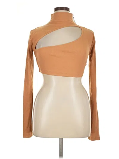 Assorted Brands Long Sleeve Top Tan One Shoulder Neckline Tops