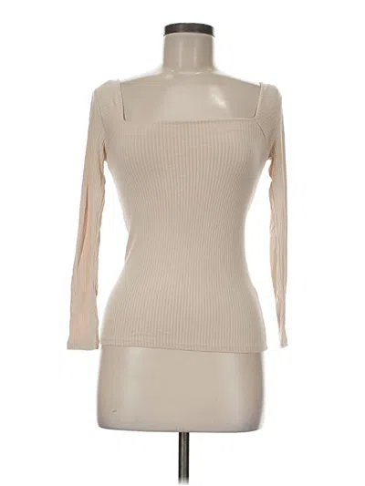Pre-owned Assorted Brands Long Sleeve Top Tan One Shoulder Neckline Tops In Brown