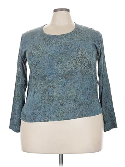 Pre-owned Assorted Brands Long Sleeve Top Teal Boatneck Tops