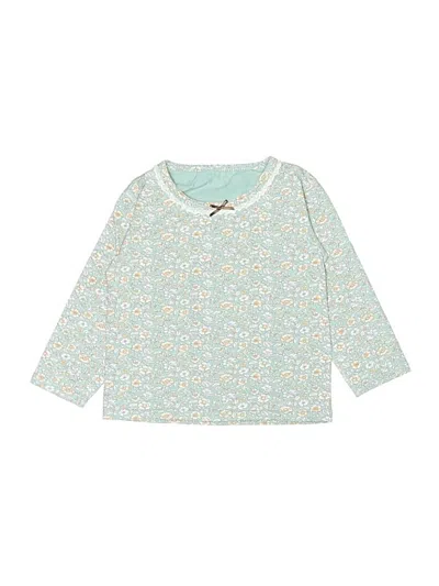 Pre-owned Assorted Brands Kids' Long Sleeve Top Teal Crew Neck Tops
