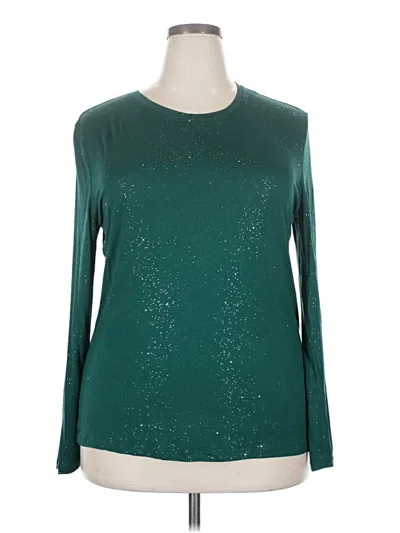 Pre-owned Assorted Brands Long Sleeve Top Teal Crew Neck Tops In Blue