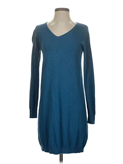 Pre-owned Assorted Brands Long Sleeve Top Teal V Neck Tops In Blue