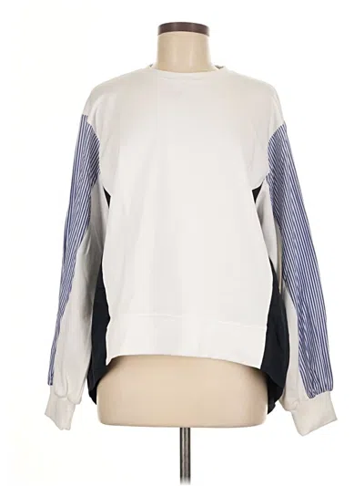 Pre-owned Assorted Brands Long Sleeve Top White Crew Neck Tops