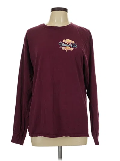 Pre-owned Assorted Brands Long Sleeve T-shirt In Burgundy