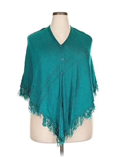 Pre-owned Assorted Brands Poncho In Blue