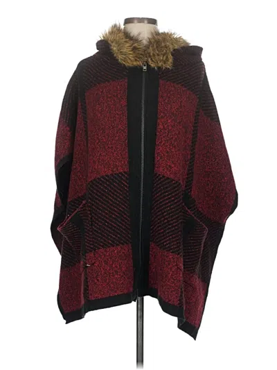 Pre-owned Assorted Brands Poncho In Burgundy