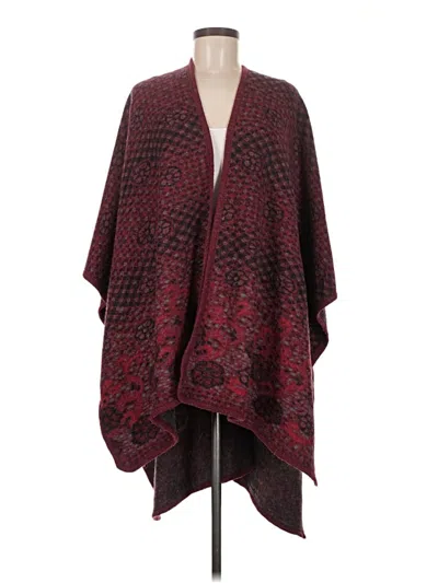 Pre-owned Assorted Brands Poncho In Burgundy