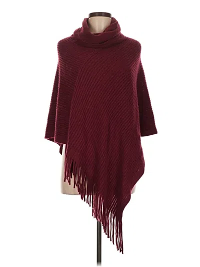 Pre-owned Assorted Brands Poncho In Burgundy