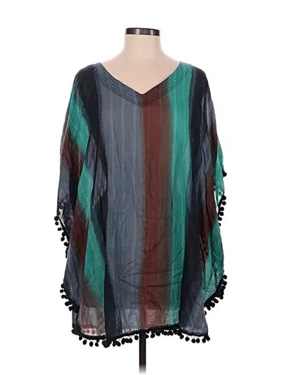 Pre-owned Assorted Brands Poncho In Teal