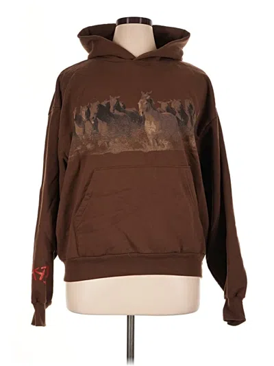 Pre-owned Assorted Brands Pullover Hoodie In Brown