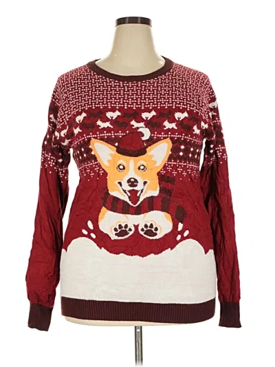 Pre-owned Assorted Brands Pullover Sweater In Burgundy