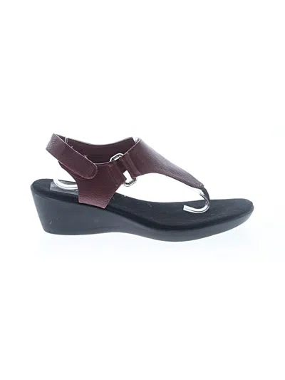 Pre-owned Assorted Brands Sandals In Burgundy