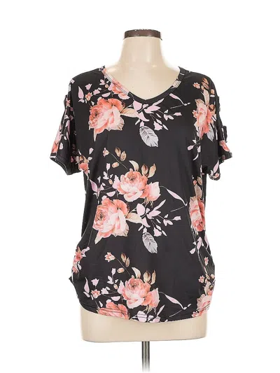 Pre-owned Assorted Brands Short Sleeve Blouse In Black
