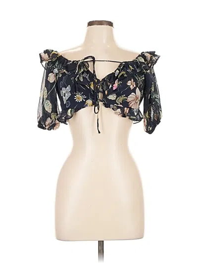 Pre-owned Assorted Brands Short Sleeve Blouse In Black