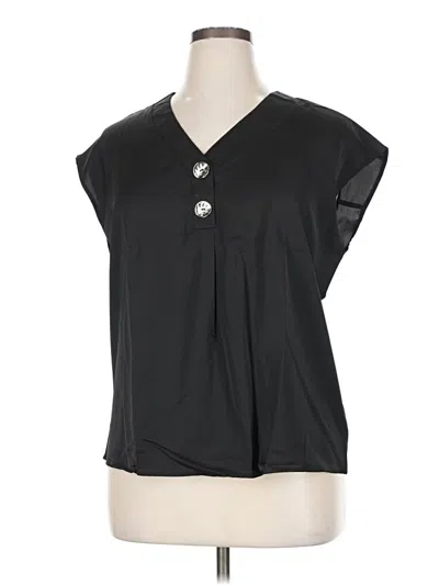Pre-owned Assorted Brands Short Sleeve Blouse In Black