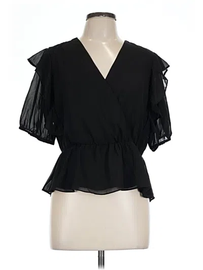 Pre-owned Assorted Brands Short Sleeve Blouse In Black