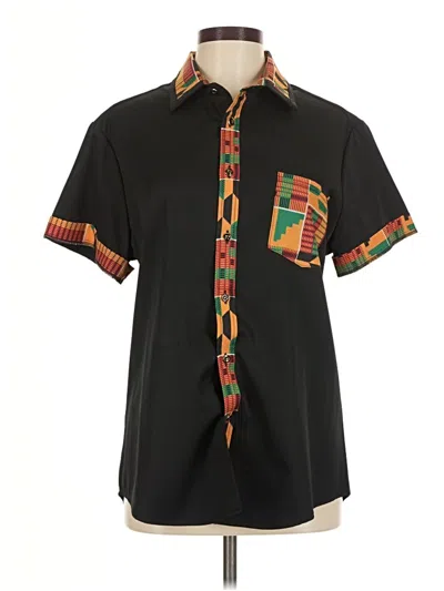 Pre-owned Assorted Brands Short Sleeve Blouse In Black
