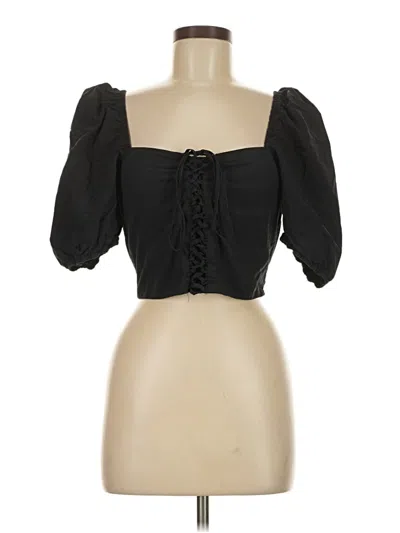 Pre-owned Assorted Brands Short Sleeve Blouse In Black
