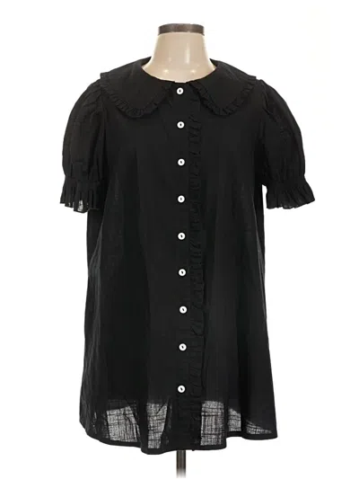 Pre-owned Assorted Brands Short Sleeve Blouse In Black