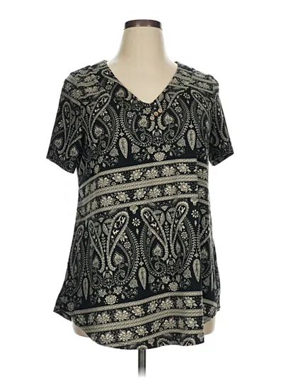 Pre-owned Assorted Brands Short Sleeve Blouse In Black