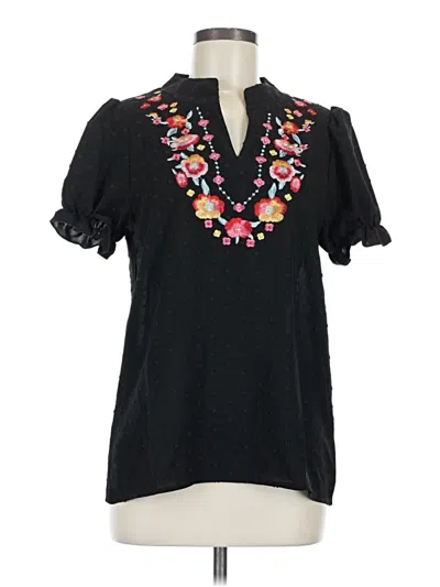 Pre-owned Assorted Brands Short Sleeve Blouse In Black