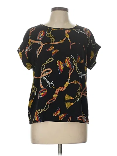 Pre-owned Assorted Brands Short Sleeve Blouse In Black