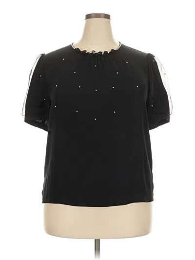 Pre-owned Assorted Brands Short Sleeve Blouse In Black