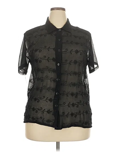 Pre-owned Assorted Brands Short Sleeve Blouse In Black