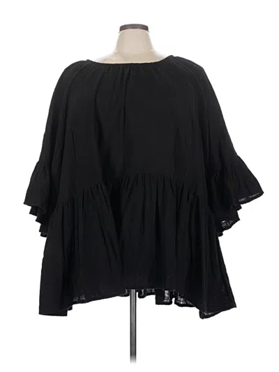 Pre-owned Assorted Brands Short Sleeve Blouse In Black