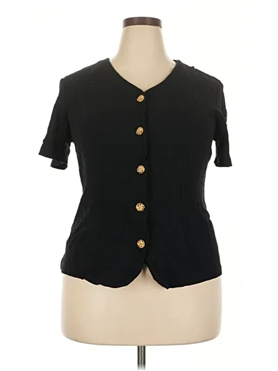 Pre-owned Assorted Brands Short Sleeve Blouse In Black