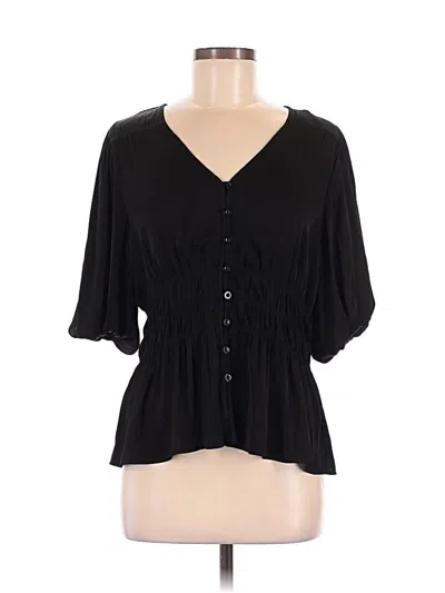 Pre-owned Assorted Brands Short Sleeve Blouse In Black