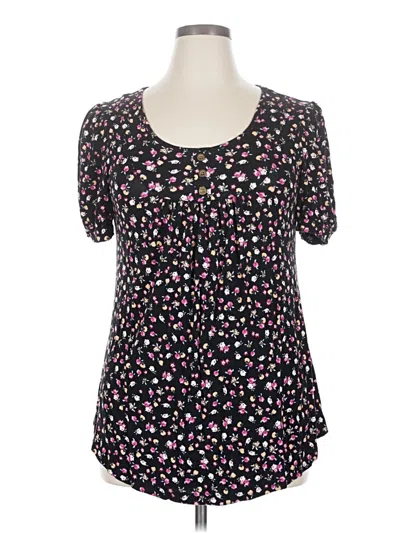 Pre-owned Assorted Brands Short Sleeve Blouse In Black