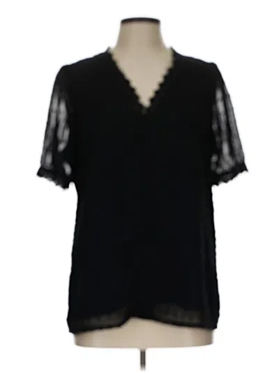 Pre-owned Assorted Brands Short Sleeve Blouse In Black