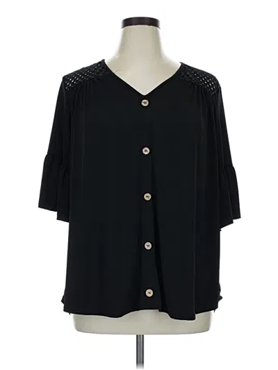 Pre-owned Assorted Brands Short Sleeve Blouse In Black