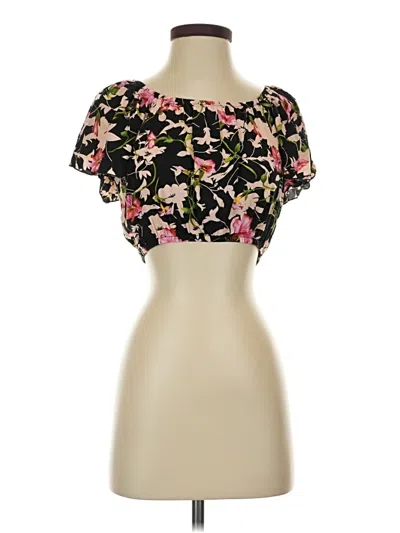 Pre-owned Assorted Brands Short Sleeve Blouse In Black