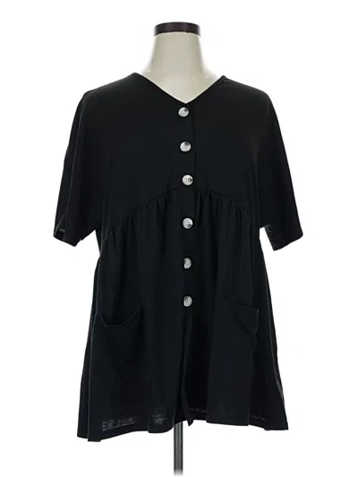 Pre-owned Assorted Brands Short Sleeve Blouse In Black