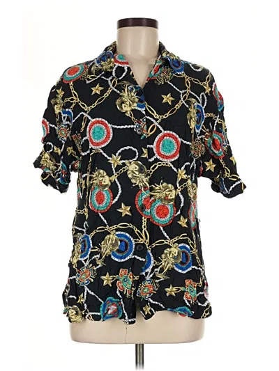 Pre-owned Assorted Brands Short Sleeve Blouse In Black