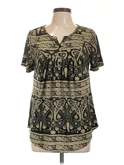 Pre-owned Assorted Brands Short Sleeve Blouse In Black