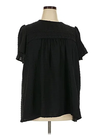 Pre-owned Assorted Brands Short Sleeve Blouse In Black