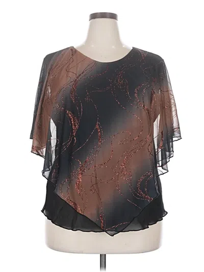 Pre-owned Assorted Brands Short Sleeve Blouse In Black