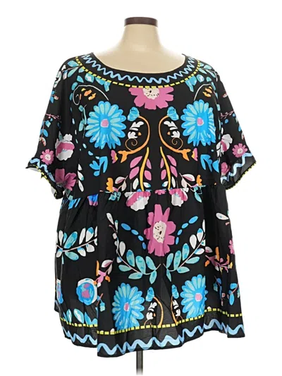 Pre-owned Assorted Brands Short Sleeve Blouse In Black