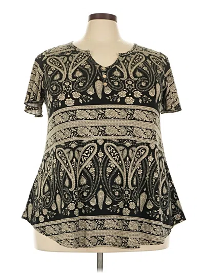 Pre-owned Assorted Brands Short Sleeve Blouse In Black