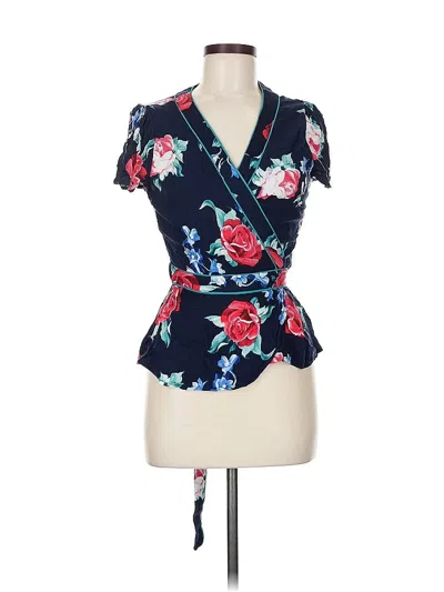 Pre-owned Assorted Brands Short Sleeve Blouse In Blue