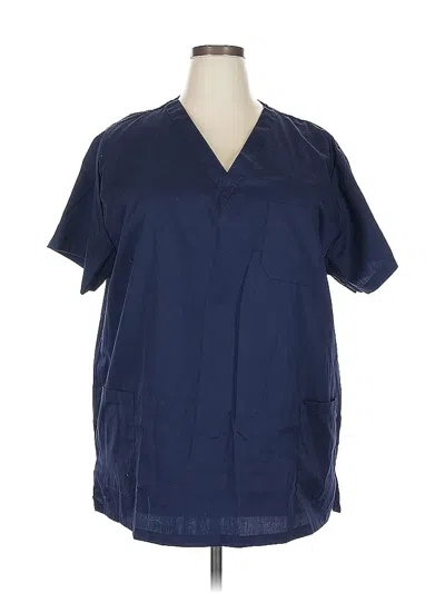 Pre-owned Assorted Brands Short Sleeve Blouse In Blue