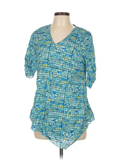 Pre-owned Assorted Brands Short Sleeve Blouse In Blue