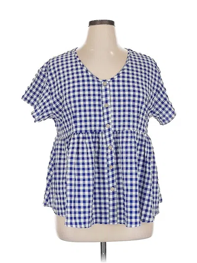 Pre-owned Assorted Brands Short Sleeve Blouse In Blue