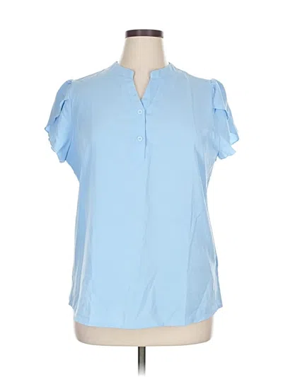 Pre-owned Assorted Brands Short Sleeve Blouse In Blue